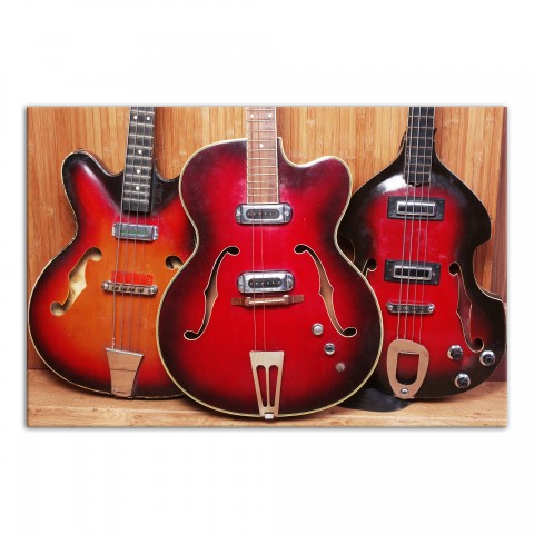 Three Red Guitars Wall Art