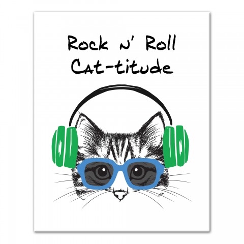 Green Rock N' Roll Cattitude  Wall Art