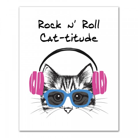 Pink Rock N' Roll Cattitude Wall Art