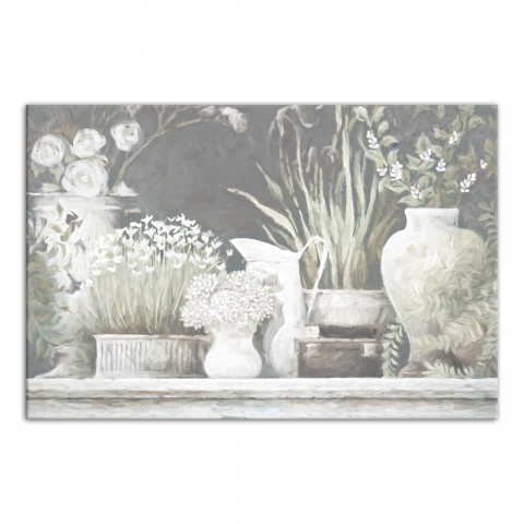 Gray Floral Still Life  24x36 Canvas Wall Art