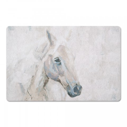 White Abstract Horse 27x18 Floor Mat