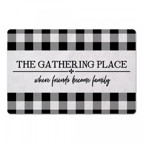 Black Buffalo Check Gathering  27x18 Floor Mat
