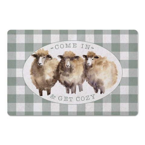 Get Cozy Watercolor Sheep 27x18 Floor Mat