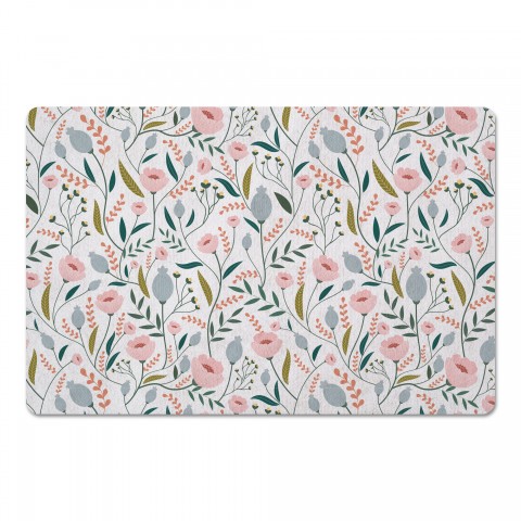Blue Floral Vines 27x18 Floor Mat