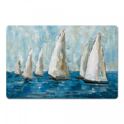 Hand Painted Sailboats 27x18 Floor Mat