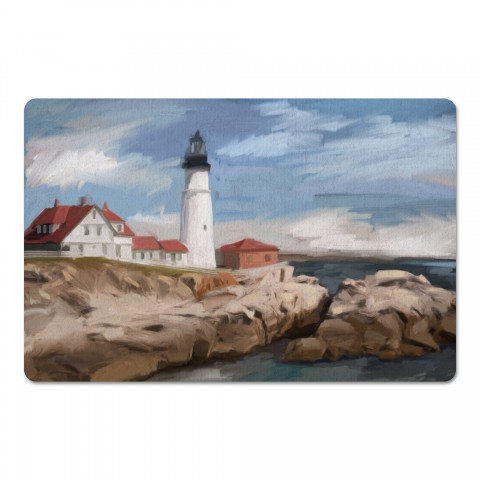 Painted White Lighthouse 27x18 Floor Mat