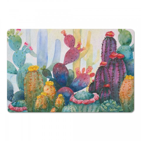 Colorful Watercolor Cactus 27x18 Floor Mat