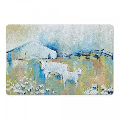Pastel Watecolor Barn 27x18 Floor Mat