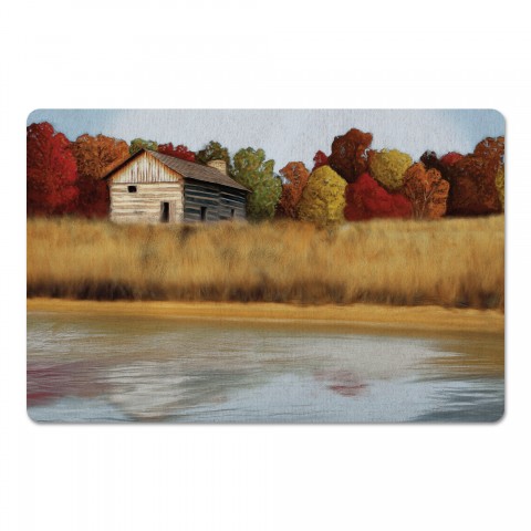 Autumn Cabin Landscape 27x18 Floor Mat