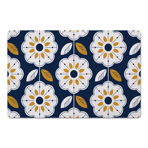 Mod Navy Flowers 27x18 Floor Mat