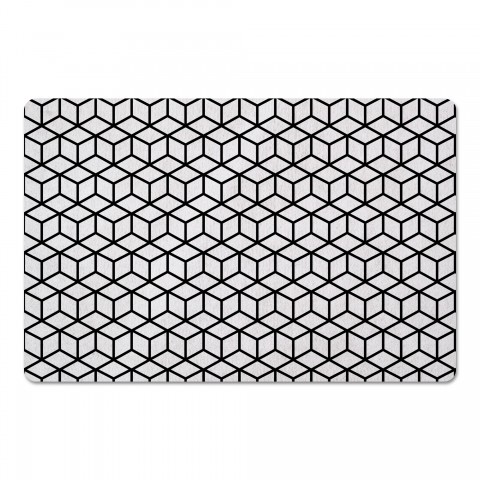 Black Geometric Cubes 27x18 Floor Mat