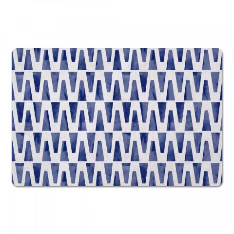 Blue Geometric Triangles 27x18 Floor Mat