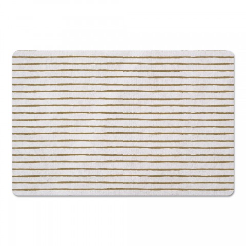 Gold and White Abstract Lines 27x18 Floor Mat