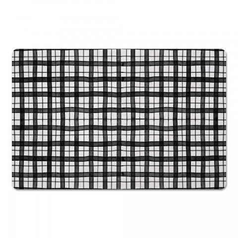 Black Watercolor Plaid 27x18 Floor Mat