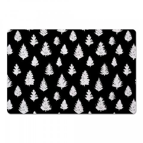 Black And White Evergreen Trees 27x18 Floor Mat