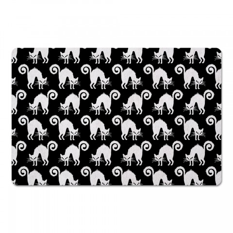 Black Scaredy Cats 27x18 Floor Mat
