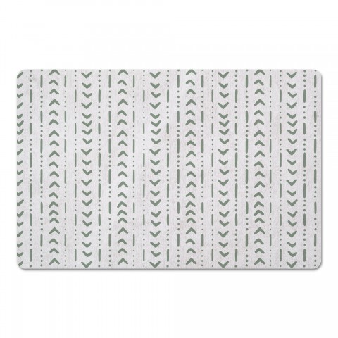 Green Tribal Patterned 27x18 Floor Mat