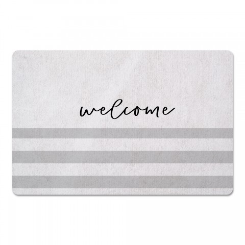 Soft Gray Welcome Stripes 27x18 Floor Mat