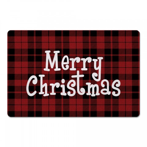 Merry Christmas Plaid 27x18 Floor Mat