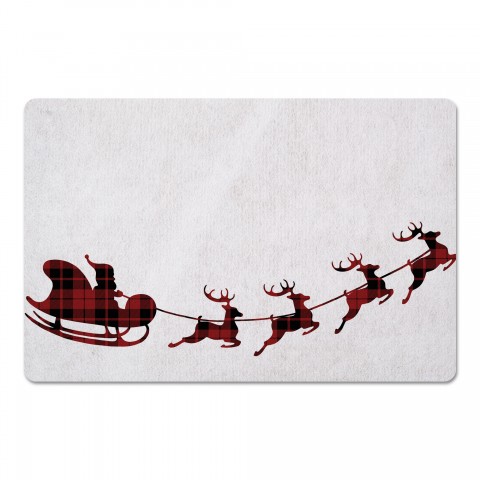 Santa's Plaid Sleigh 27x18 Floor Mat