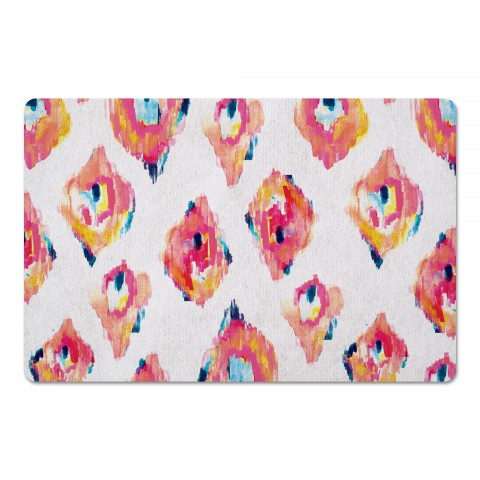 Peach and Navy Ikat 27x18 Floor Mat
