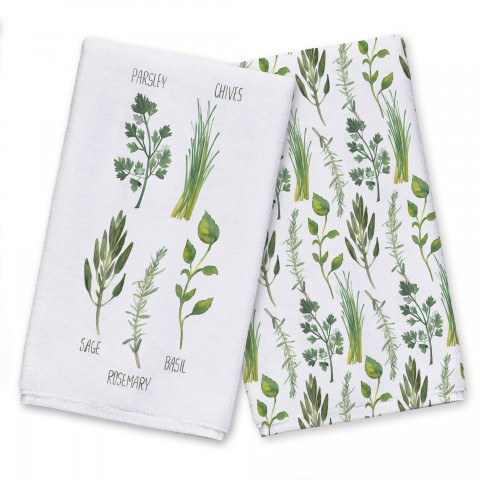 Watercolor Herb Chart  Textiles Collection