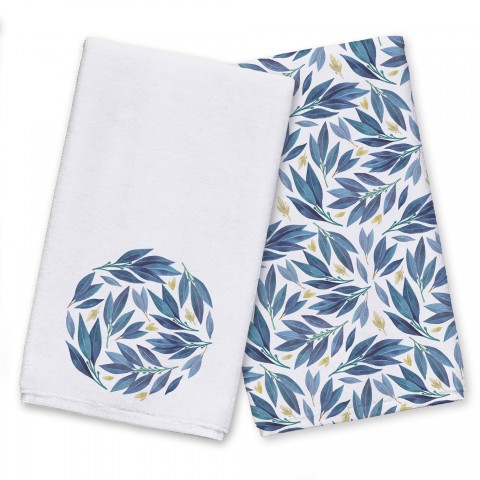 Blue Floral Leaves Textiles Collection