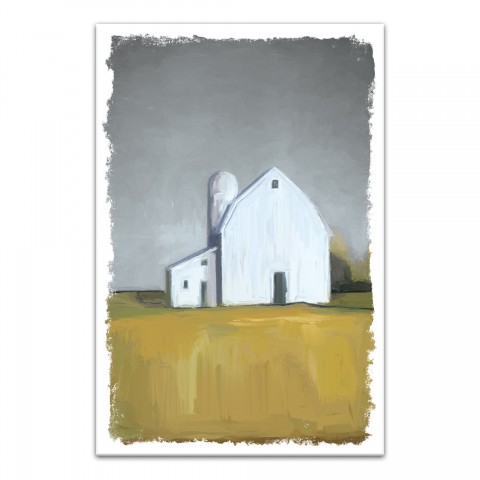 White Barn Landscape 20x30 Canvas Wall Art