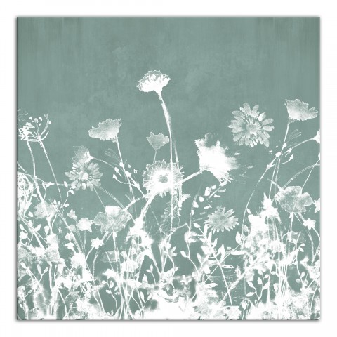 White Stamped Wildflowers 30x30 Canvas Wall Art