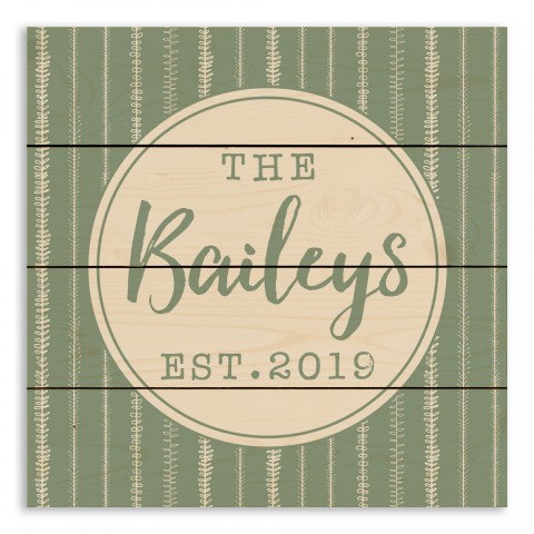Green Floral Vines 14x14 Personalized Pallet Wood Art