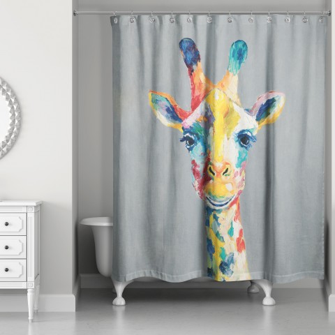 Colorful Giraffe 71x74 Shower Curtain