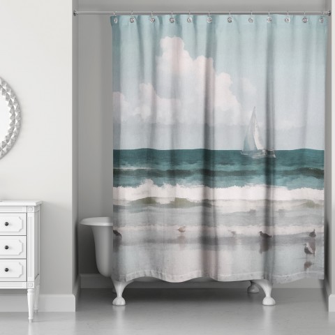 Painted Sailboats 71x74 Shower Curtain