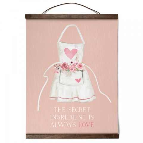 The Secret Ingredient is Love 12x16 Teak Hanging Canvas