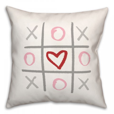 Valentine Tic Tac Toe 18x18 Spun Poly Pillow