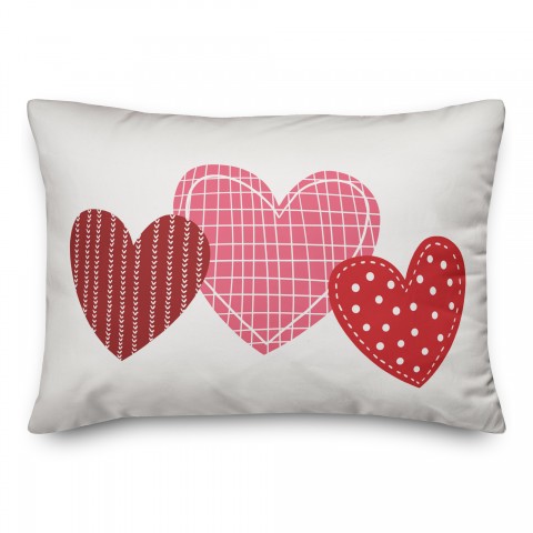 Patchwork Heart 14x20 Spun Poly Pillow