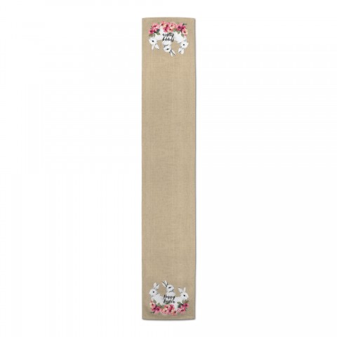 Burlap Sketched Bunnies Runner