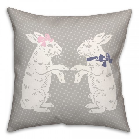 Vintage Bunny Couple Pillow