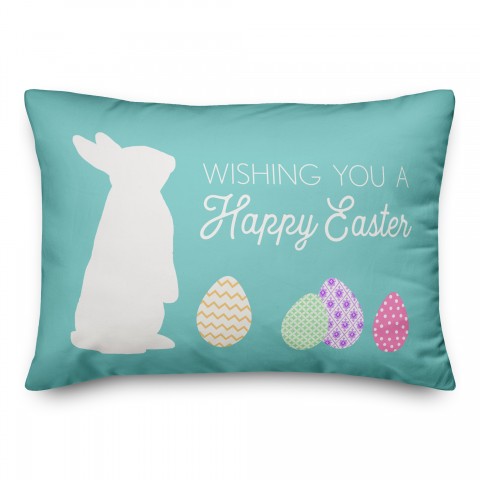 Colorful Happy Easter 14x20 Spun Poly Pillow