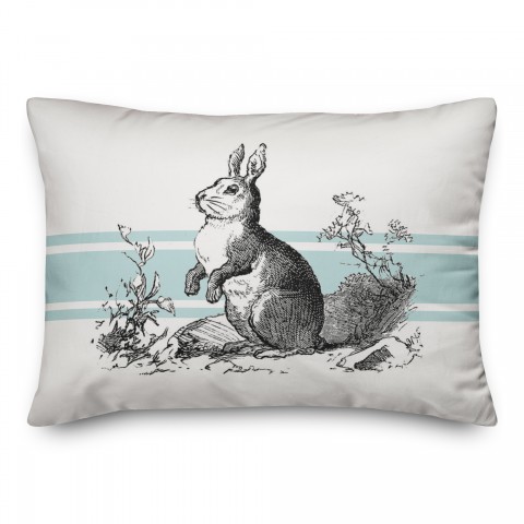 Vintage Stripe Bunny 14x20 Spun Poly Pillow