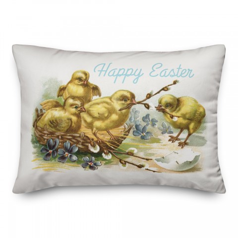 Vintage Easter Chicks 14x20 Spun Poly Pillow