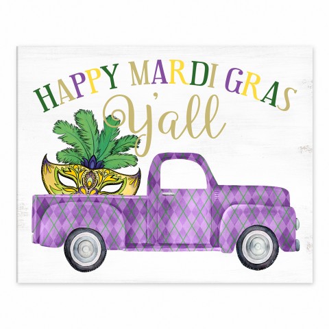 Mardi Gras Truck 8x10 Tabletop Canvas