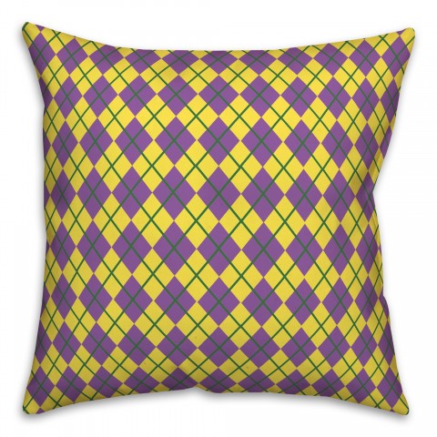 Mardi Gras Check 18x18 Spun Poly Pillow