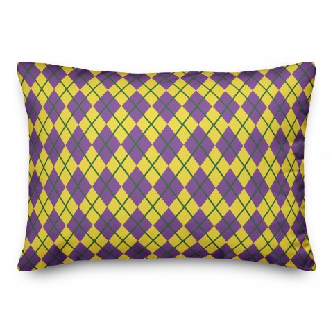 Mardi Gras Check 14x20 Spun Poly Pillow