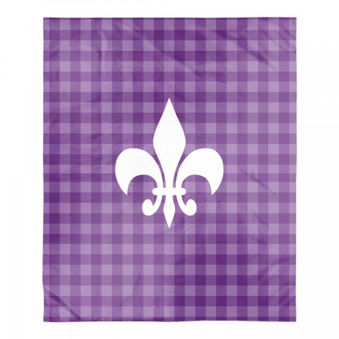 Fleur De Lis Purple Buffalo Check 50x60 Sherpa Fleece Blanket