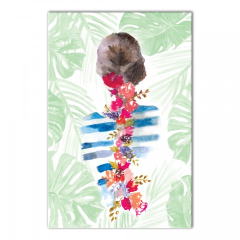 Girl With Floral Hair 12x18 Canvas Wall Art