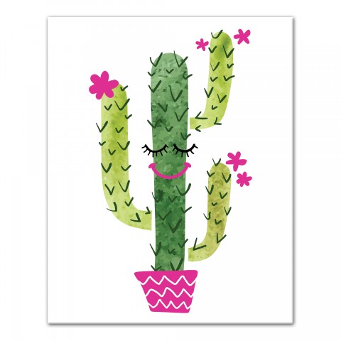 Happy Sleepy Cactus 16x20 Canvas Wall Art