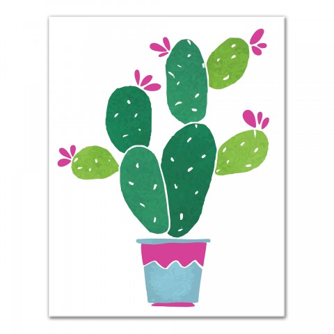 Pink Prickle Cactus 11x14 Canvas Wall Art