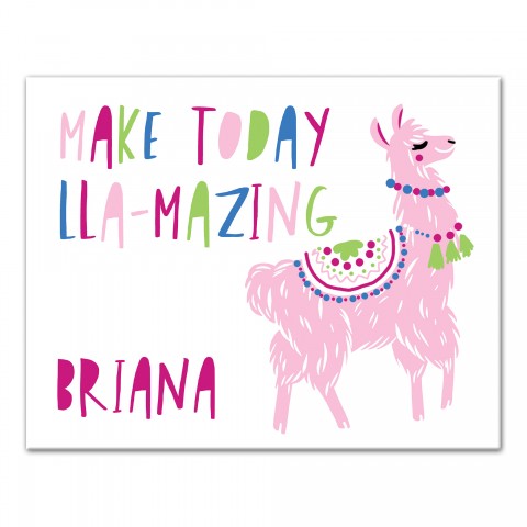 Make Today Lla-mazing 11x14 Personalized Canvas Wall Art