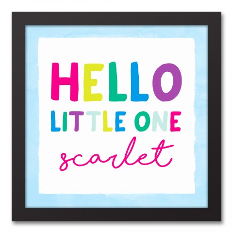 Hello Little One 12x12 Personalized Black Framed Canvas