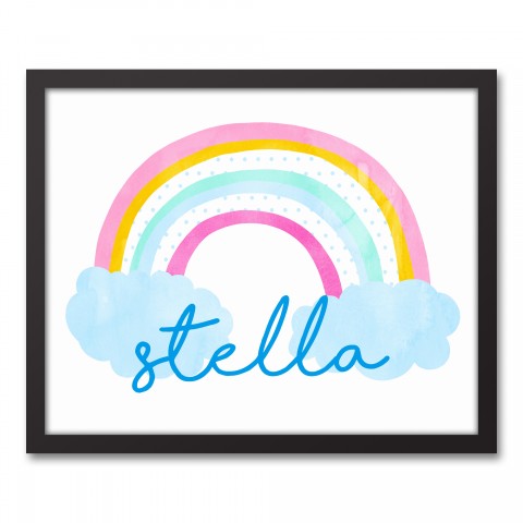 Polka Dot Watercolor Rainbow 16x20 Personalized Canvas Wall Art